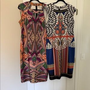 EUC Vibrant Multicolor Sleeveless Printed Shift Dress